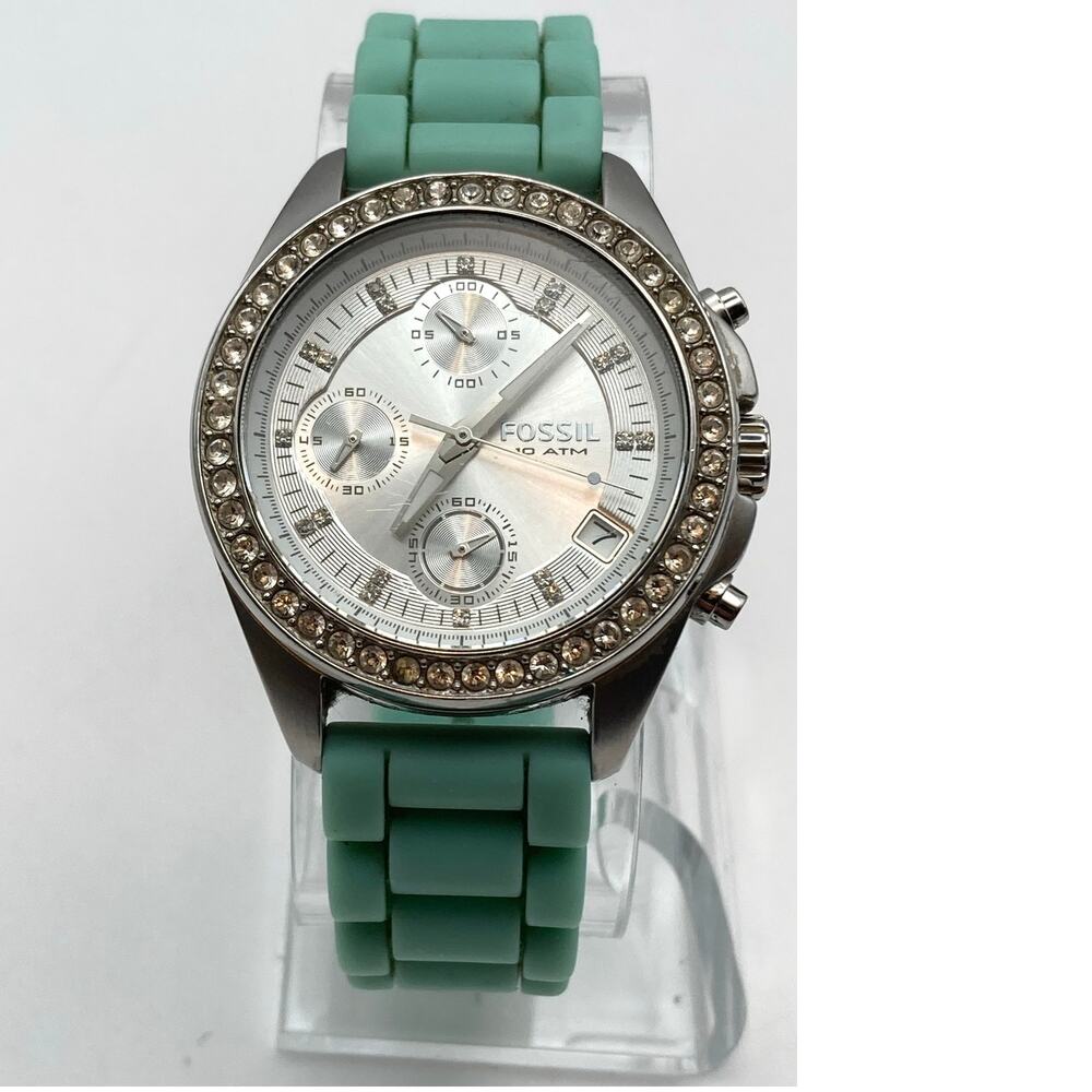 Fossil Decker Chronograph Women's Watch - New Battery - WR 10ATM Date Silicone